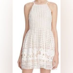 Aqua Womens Lace Overlay Halter Party Dress White